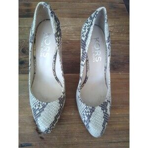 Michael Kors Womens Ionna Pump Sz6.5 Platform Heel Leopard Snakeskin Soho Trendy